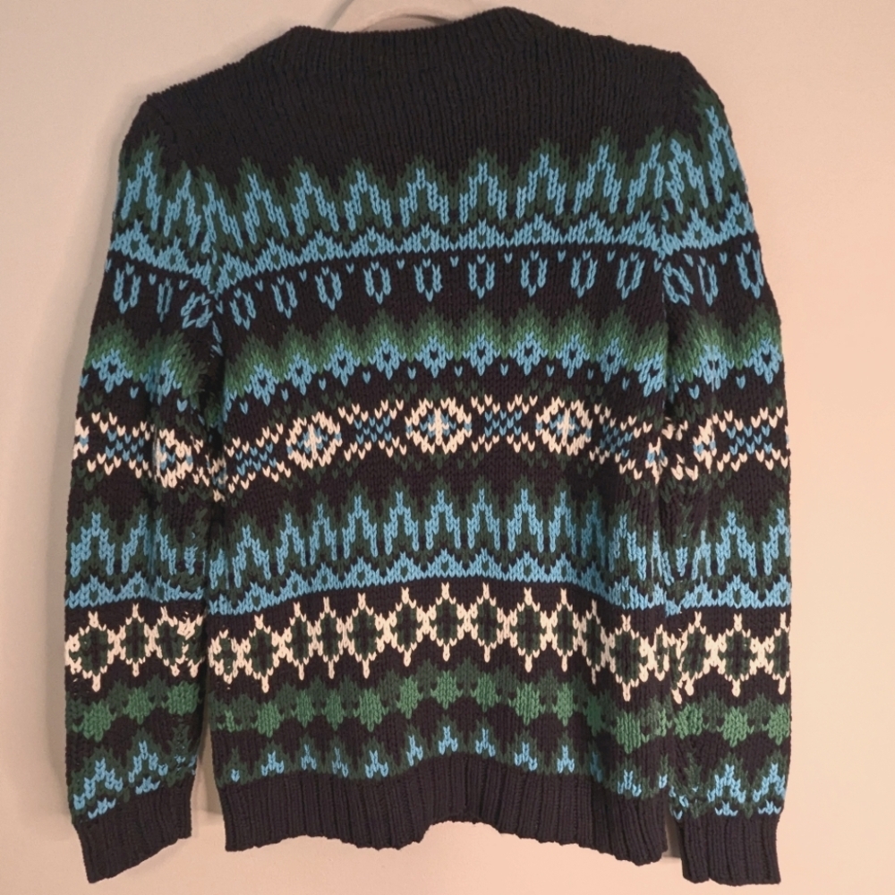 Talbots Crewneck Sweater Chamonix Fair Isle Petite 0-2 Navy Light Blue EUC - Picture 4 of 8